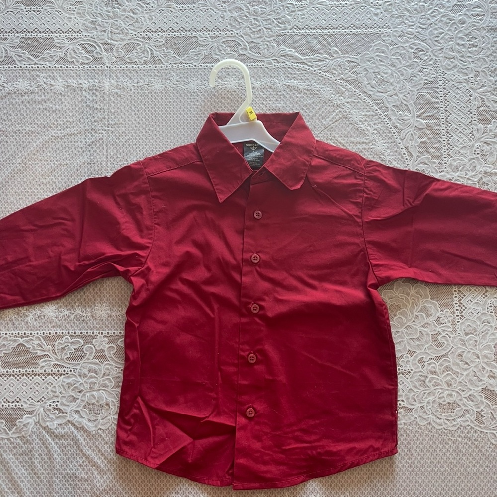 Red Long Sleeve Shirt Boys Docker Dress Shirt Size 5